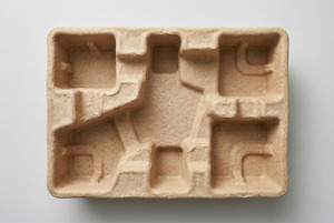 Natural kraft dry-pressed molded pulp tray with rough fibers and irregular custom structure