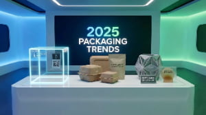 Visual representation of the top packaging trends in 2025, including smart packaging, recyclable materials, and innovation.