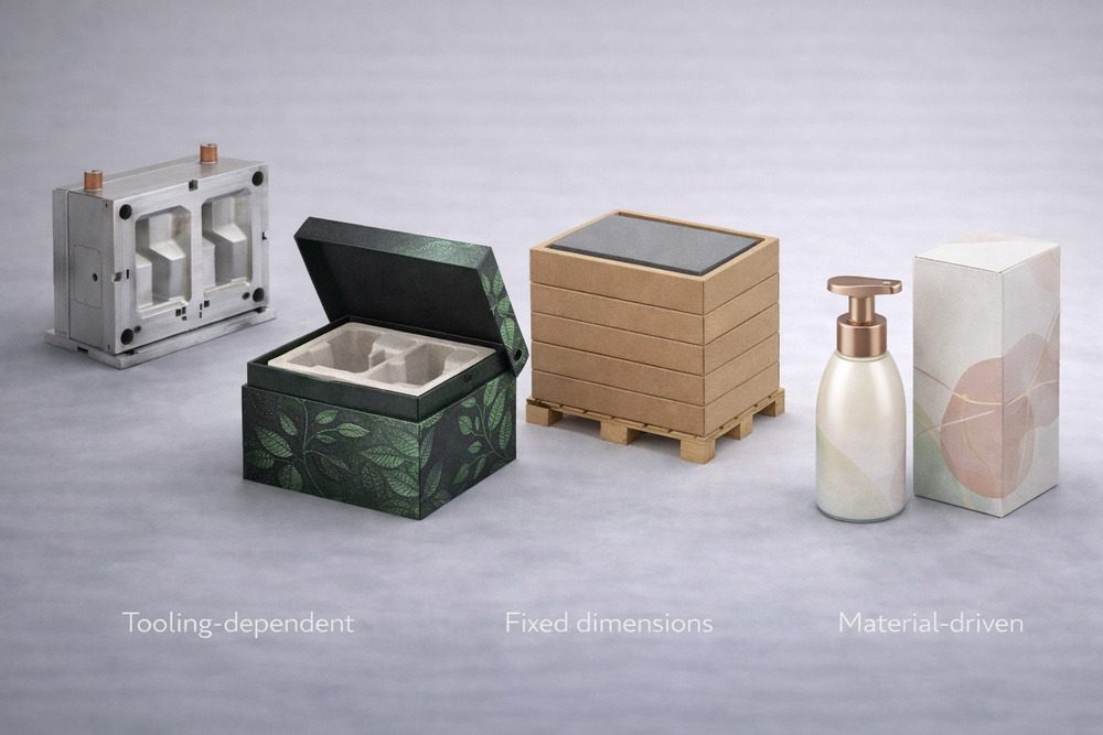 Packaging design decisions that are difficult to change after tooling and production setup