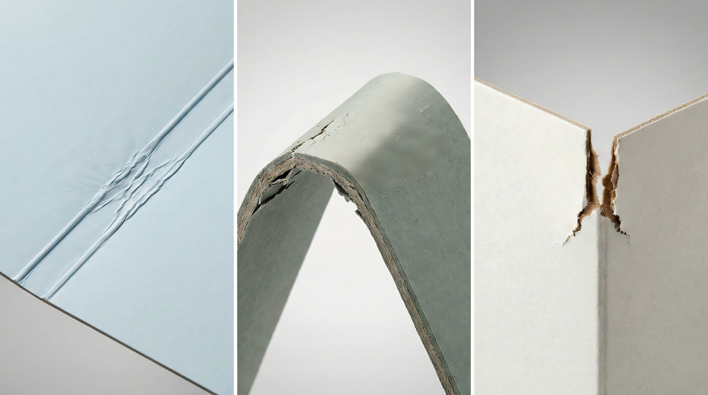 Packaging folding limitations caused by board thickness and tight fold line spacing