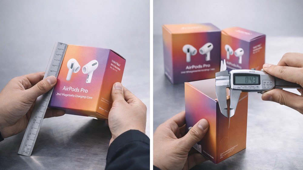 Checking packaging dimensions and tolerances during quality control