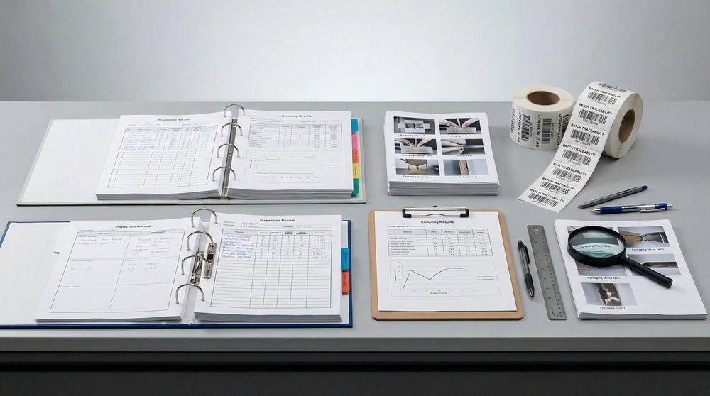 Quality control evidence pack with inspection records and traceability information