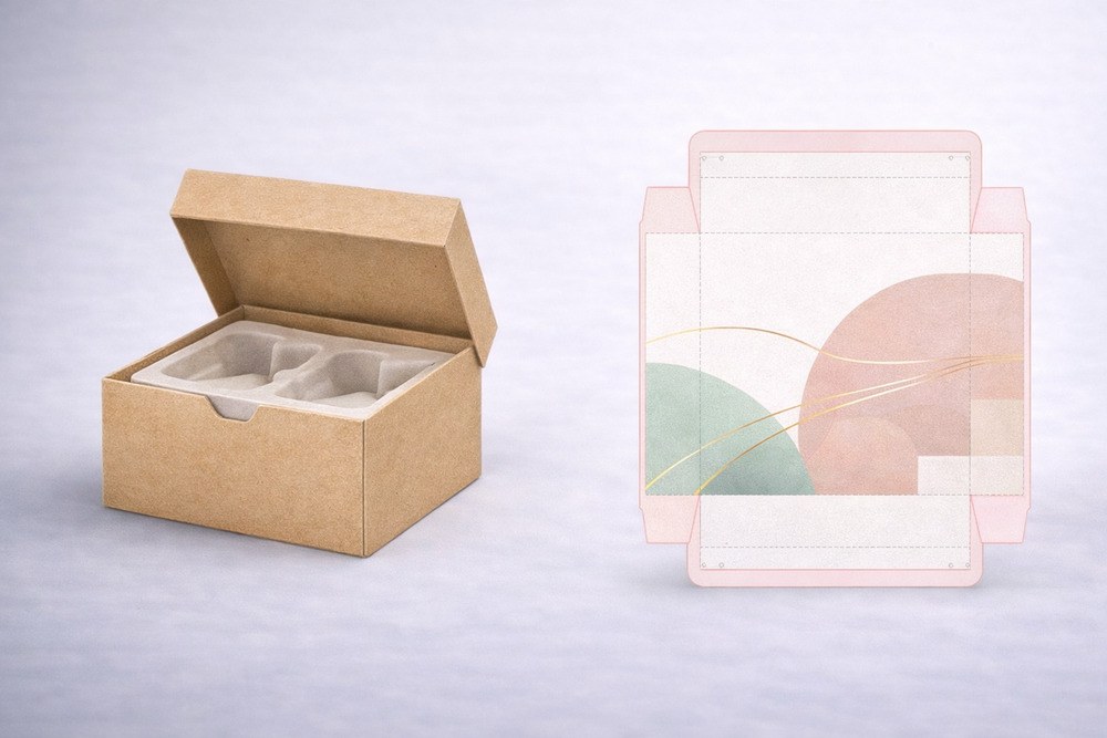 Packaging tolerance example showing clearance between insert and box and bleed allowance for die cutting