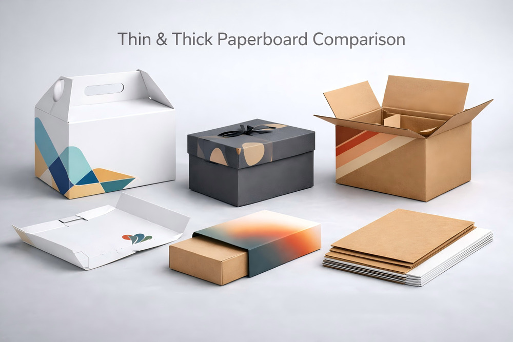 Comparison showing that paperboard thickness alone does not determine packaging strength without proper structure