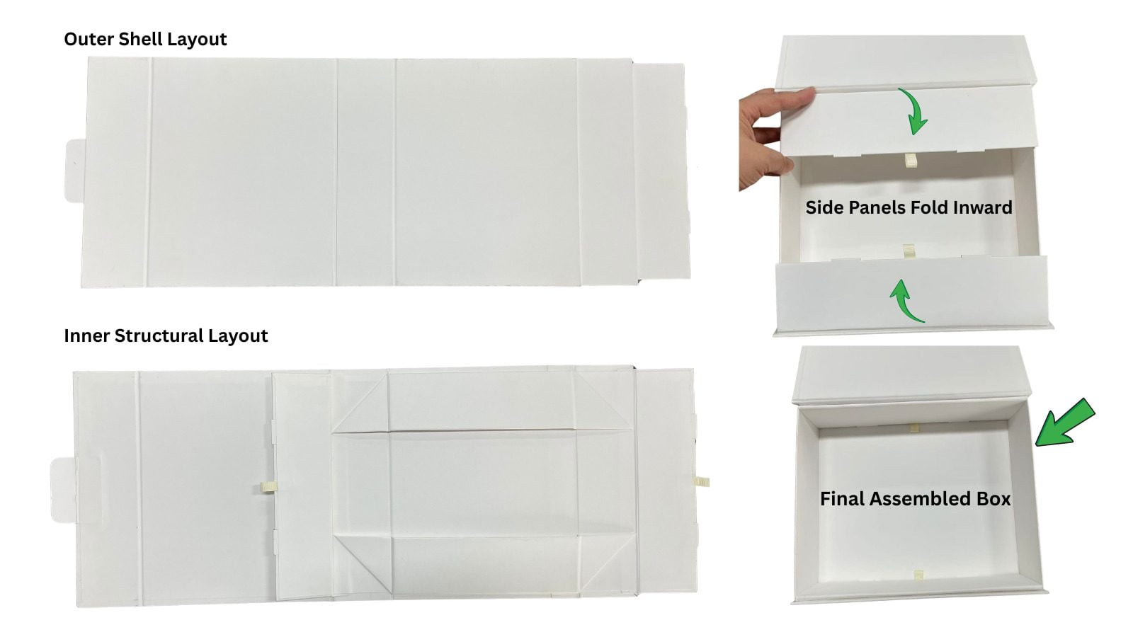 seven panel collapsible rigid box shell assembly structure