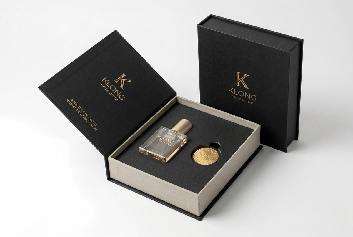 magnetic rigid box with hinged lid and paper insert structure