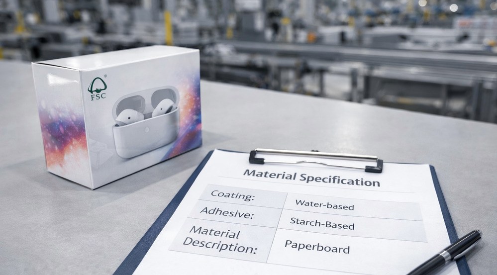 Reviewing material specification for printed paper packaging structure