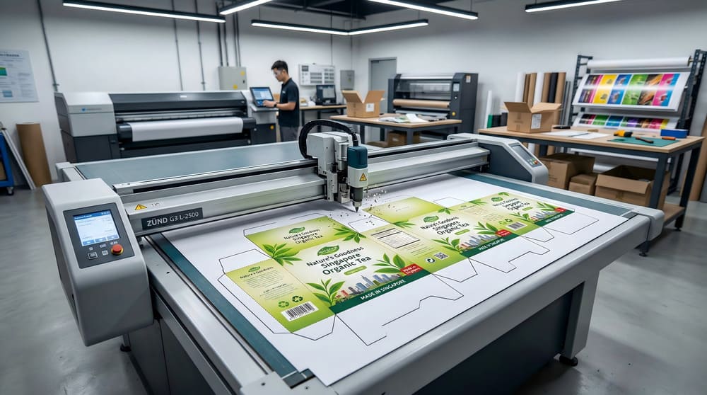 Cutting plotter producing paperboard packaging prototype