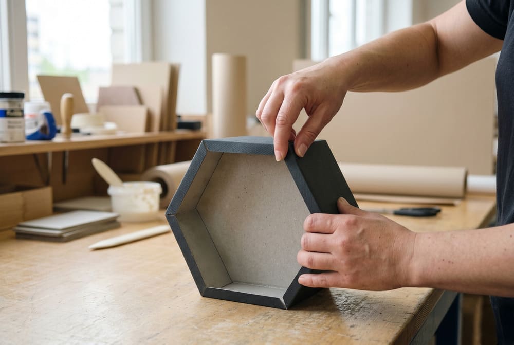 manual forming process of custom shaped rigid box production