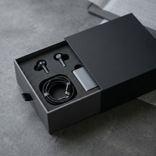 drawer rigid box electronics packaging with neutral brand design