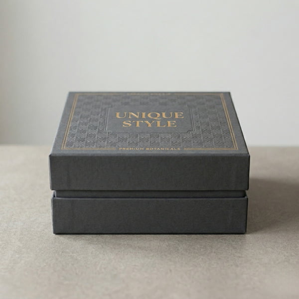 Closed lid and base rigid box with matte finishing and foil stamping