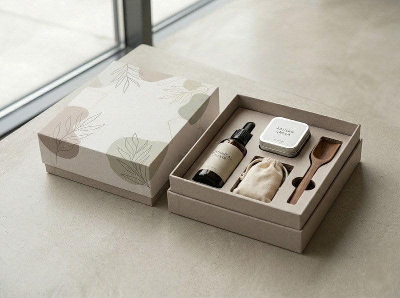 Shoulder neck lid and base rigid box showing layered structure detail