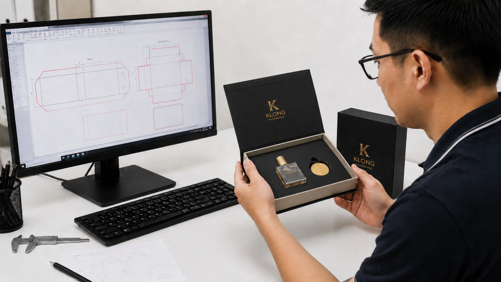 Comparison between CAD packaging design and physical prototype during manufacturing feasibility validation