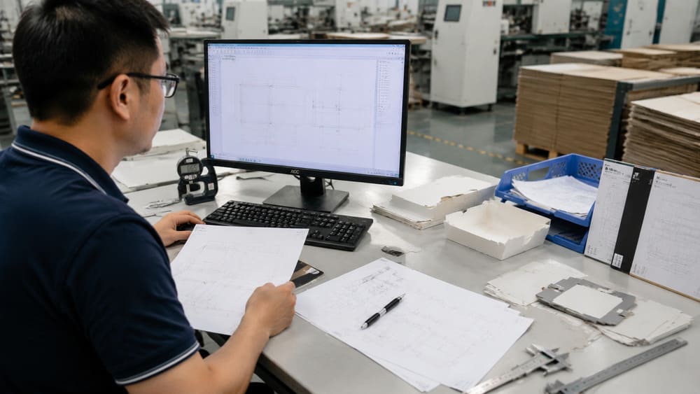 Packaging CAD and dieline engineering review before production readiness evaluation