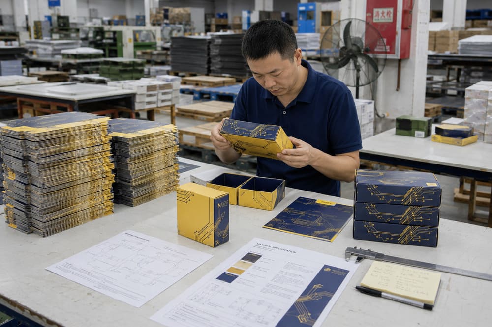 Approved packaging sample and production specifications locked before mass production