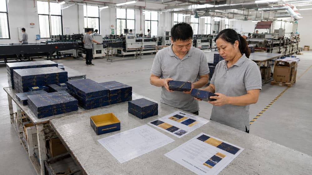 Approved packaging reference used to control consistency during mass production
