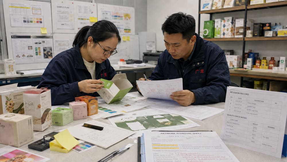 Packaging sample approval and engineering review to identify production delay risks