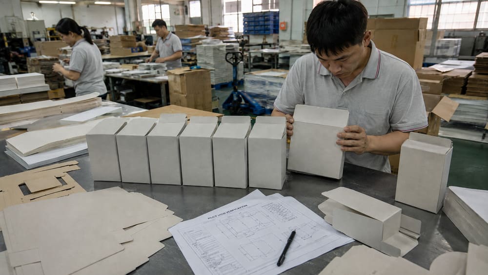 Pilot run packaging checked for repeatable assembly before mass production