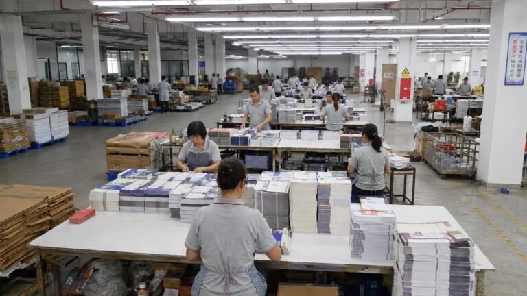 Custom packaging mass production in a paper packaging factory